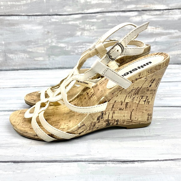 Unlisted Strappy Cork Wedges Open Toe Ankle Strap “Bet You Can” Wedge Sandals 6M - Picture 4 of 14